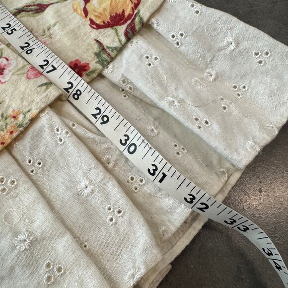 Vintage Y2K Pale Yellow Floral Red Prairie Cottage Core Flowy Midi Skirt Small - Picture 5 of 5